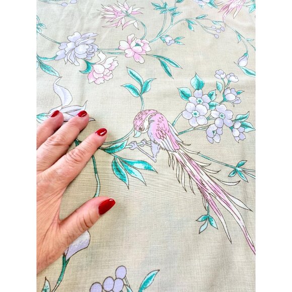 Vintage 70s pillowcase, single beige pillow sham, pink, purple flowers - Picture 3 of 10